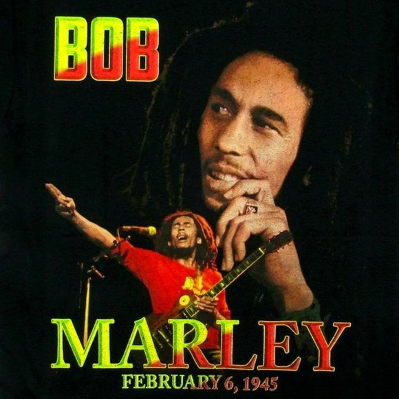 Bob Marley Birthday Feb 6, 1945 Reggae Rasta ska rock Official T-Shirt L NWT - Picture 3 of 3
